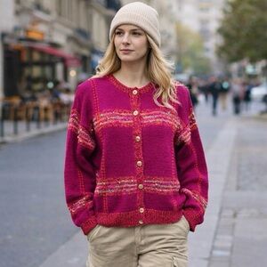 🌻VINTAGE South Wool Uruguayan Cardigan Sweater Women's Size Medium